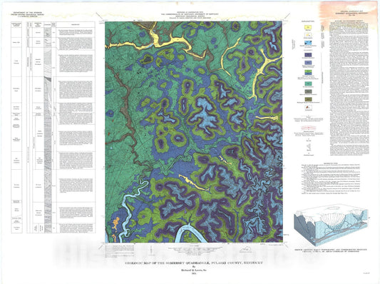 Map : Geologic map of the Somerset quadrangle, Pulaski County, Kentucky, 1974 Cartography Wall Art :