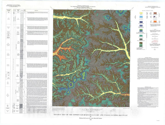 Map : Geologic map of the Mintonville quadrangle, Casey and Pulaski Counties, Kentucky, 1974 Cartography Wall Art :