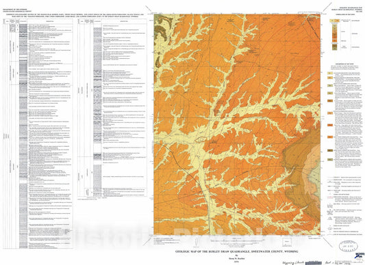 Map : Geologic map of the Burley Draw quadrangle, Sweetwater County, Wyoming, 1974 Cartography Wall Art :