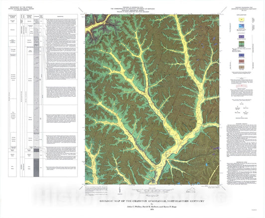 Map : Geologic map of the Cranston quadrangle, northeastern Kentucky, 1974 Cartography Wall Art :