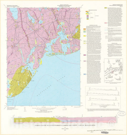 Map : Geologic map of the Cotuit quadrangle, Barnstable County, Cape Cod, Massachusetts, 1975 Cartography Wall Art :