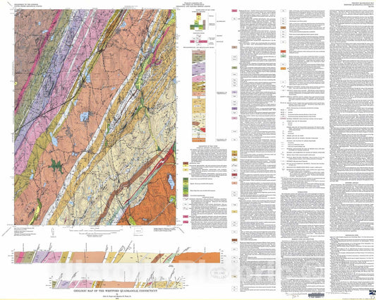 Map : Geologic map of the Westford quadrangle, Connecticut, 1975 Cartography Wall Art :