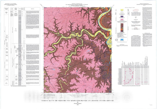 Map : Geologic map of the Frankfort West quadrangle, Franklin and Anderson Counties, Kentucky, 1975 Cartography Wall Art :