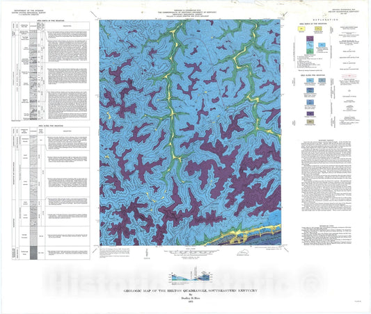 Map : Geologic map of the Helton quadrangle, southeastern Kentucky, 1975 Cartography Wall Art :