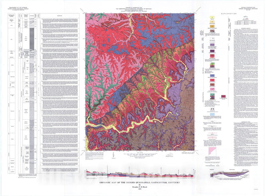 Map : Geologic map of the Hedges quadrangle, east-central Kentucky, 1975 Cartography Wall Art :