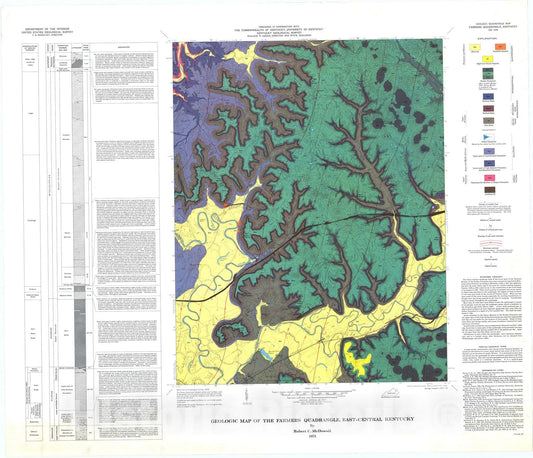 Map : Geologic map of the Farmers quadrangle, east-central Kentucky, 1975 Cartography Wall Art :