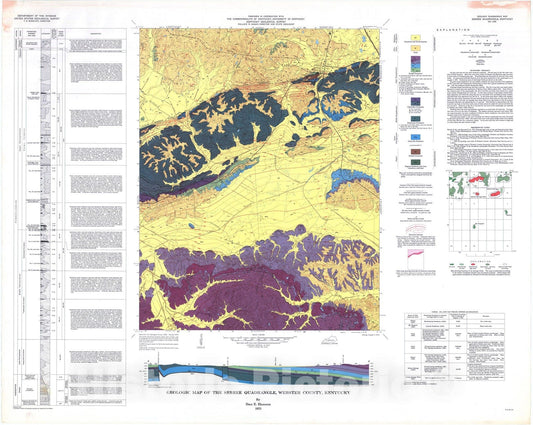Map : Geologic map of the Sebree quadrangle, Webster County, Kentucky, 1975 Cartography Wall Art :