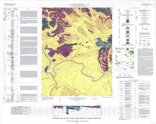 Map : Geologic map of the Calhoun quadrangle, western Kentucky, 1975 Cartography Wall Art :