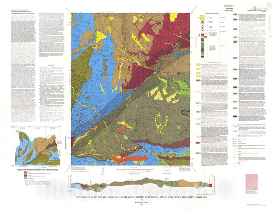 Map : Geologic map of the Black Hawk quadrangle, Gilpin, Jefferson, and Clear Creek Counties, Colorado, 1975 Cartography Wall Art :