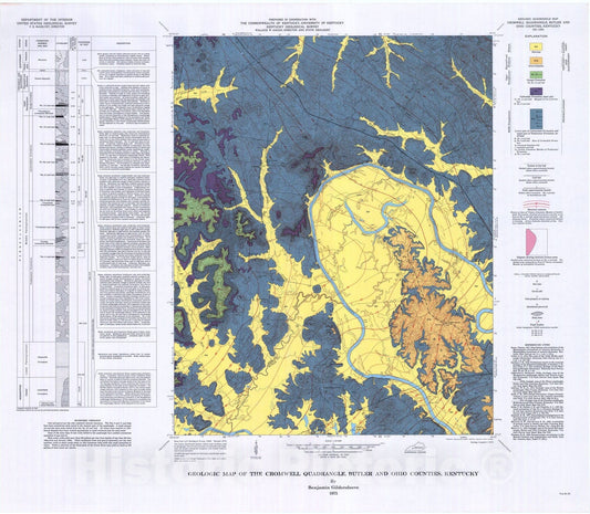 Map : Geologic map of the Cromwell quadrangle, Butler and Ohio Counties, Kentucky, 1975 Cartography Wall Art :