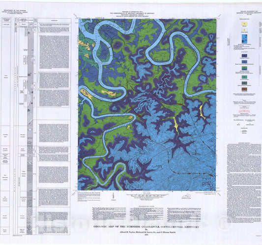 Map : Geologic map of the Burnside quadrangle, south-central Kentucky, 1975 Cartography Wall Art :