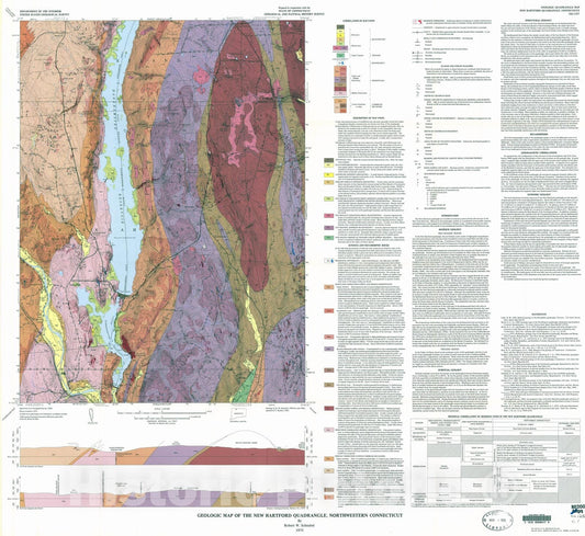 Map : Geologic map of the New Hartford quadrangle, northwestern Connecticut, 1975 Cartography Wall Art :