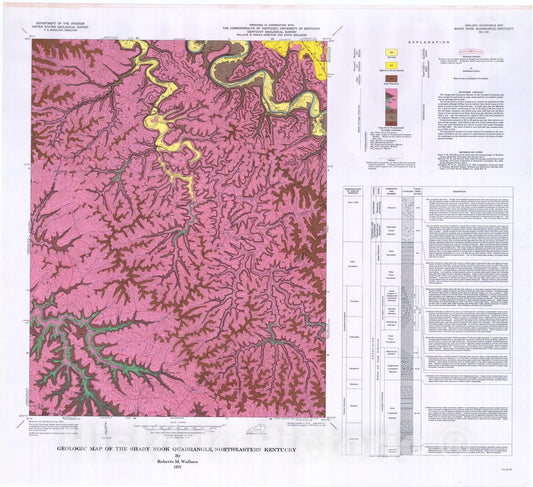 Map : Geologic map of the Shady Nook quadrangle, northeastern Kentucky, 1975 Cartography Wall Art :