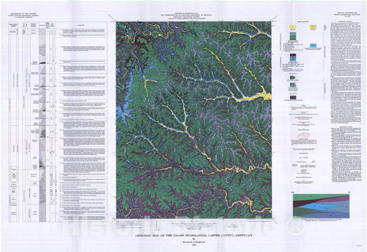 Map : Geologic map of the Grahn quadrangle, Carter County, Kentucky, 1976 Cartography Wall Art :