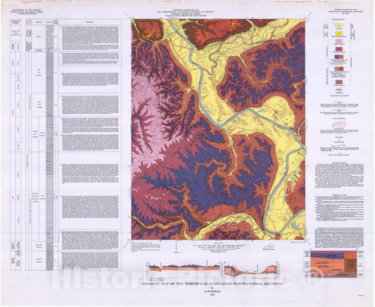 Map : Geologic map of the Worthville quadrangle, north-central Kentucky, 1975 Cartography Wall Art :