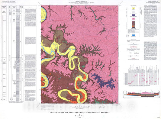 Map : Geologic map of the Switzer quadrangle, north-central Kentucky, 1975 Cartography Wall Art :