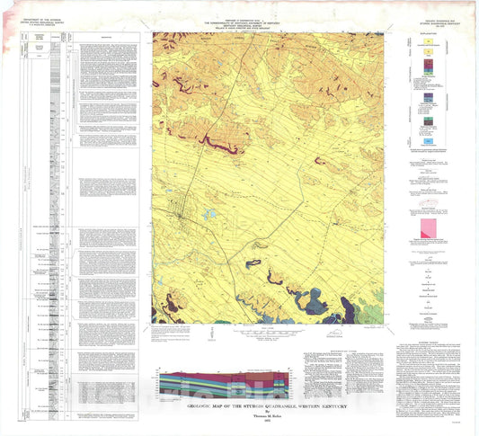 Map : Geologic map of the Sturgis quadrangle, western Kentucky, 1975 Cartography Wall Art :