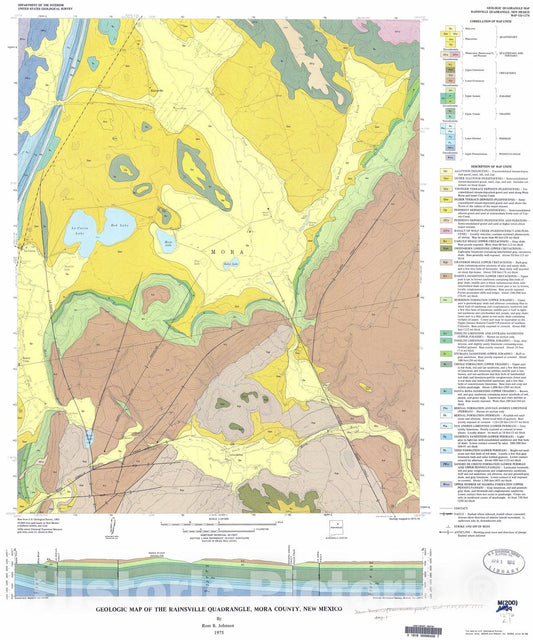 Map : Geologic map of the Rainsville quadrangle, Mora County, New Mexico, 1975 Cartography Wall Art :