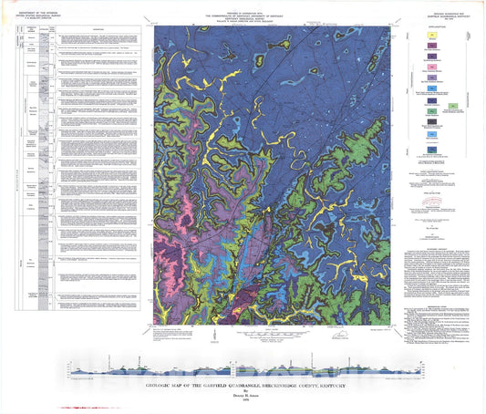 Map : Geologic map of the Garfield quadrangle, Breckinridge County, Kentucky, 1976 Cartography Wall Art :