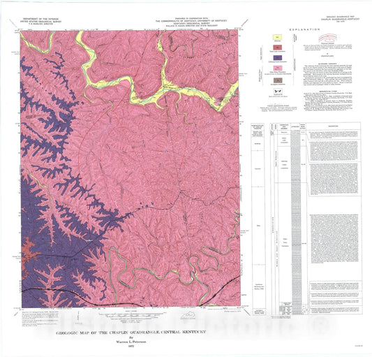 Map : Geologic map of the Chaplin quadrangle, central Kentucky, 1975 Cartography Wall Art :
