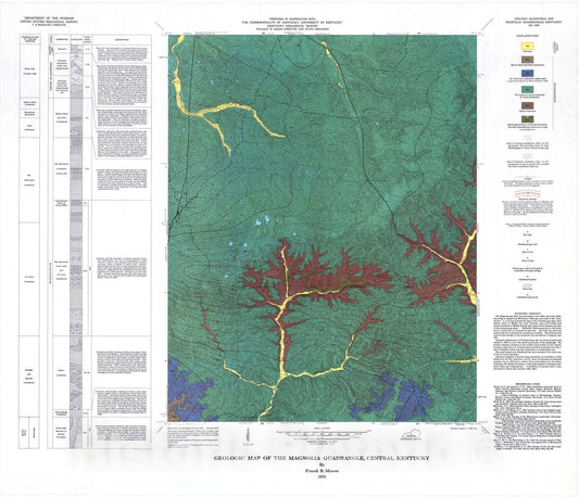 Map : Geologic map of the Magnolia quadrangle, central Kentucky, 1975 Cartography Wall Art :
