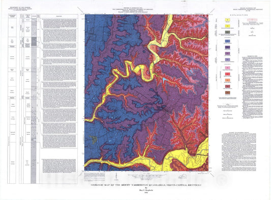 Map : Geologic map of the Mount Washington quadrangle, north-central Kentucky, 1976 Cartography Wall Art :