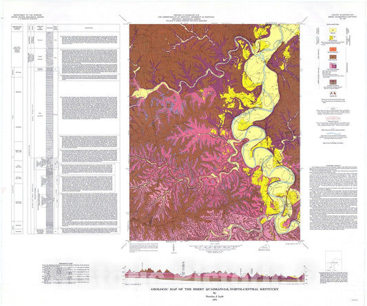 Map : Geologic map of the Berry quadrangle, north-central Kentucky, 1975 Cartography Wall Art :