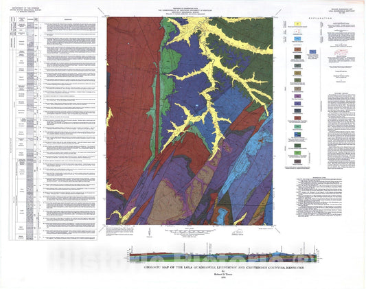 Map : Geologic map of the Lola quadrangle, Livingston and Crittenden Counties, Kentucky, 1976 Cartography Wall Art :