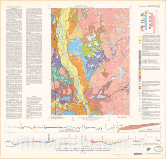 Map : Surficial geologic map of the Nashua North quadrangle, Hillsborough and Rockingham Counties, New Hampshire, 1976 Cartography Wall Art :