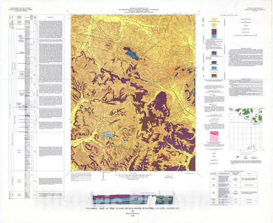 Map : Geologic map of the Dixon quadrangle, Webster County, Kentucky, 1976 Cartography Wall Art :