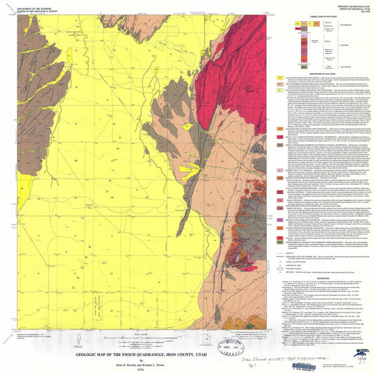 Map : Geologic map of the Enoch quadrangle, Iron County, Utah, 1976 Cartography Wall Art :