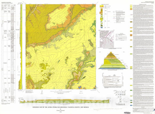 Map : Geologic map of the Acoma Pueblo quadrangle, Valencia County, New Mexico, 1976 Cartography Wall Art :