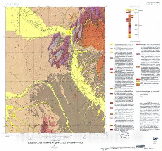 Map : Geologic map of the Enoch NW quadrangle, Iron County, Utah, 1976 Cartography Wall Art :