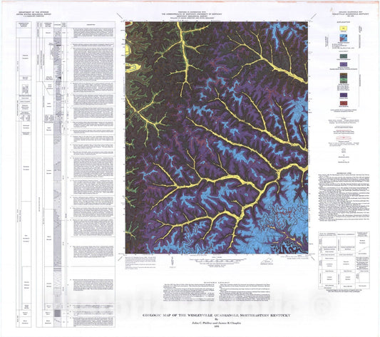Map : Geologic map of the Wesleyville quadrangle, northeastern Kentucky, 1976 Cartography Wall Art :