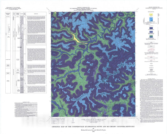 Map : Geologic map of the Coopersville quadrangle, Wayne and McCreary Counties, Kentucky, 1976 Cartography Wall Art :