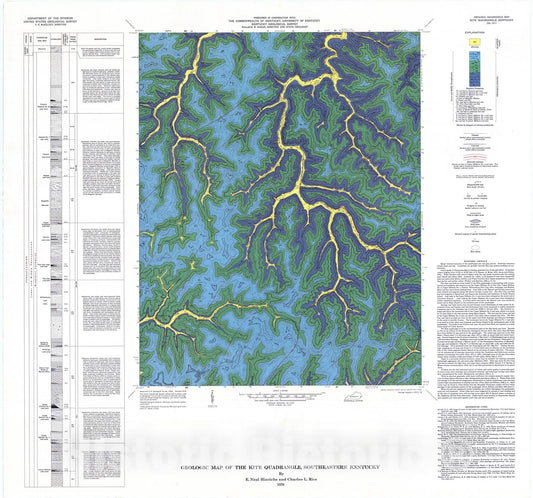 Map : Geologic map of the Kite quadrangle, southeastern Kentucky, 1976 Cartography Wall Art :