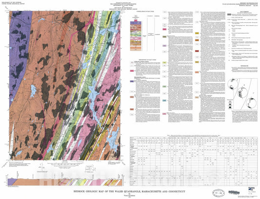 Map : Bedrock geologic map of the Wales quadrangle, Massachusetts and Connecticut, 1976 Cartography Wall Art :