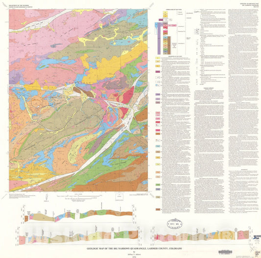 Map : Geologic map of the Big Narrows quadrangle, Larimer County, Colorado, 1976 Cartography Wall Art :