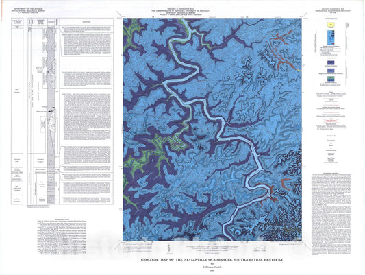 Map : Geologic map of the Nevelsville quadrangle, south-central Kentucky, 1976 Cartography Wall Art :