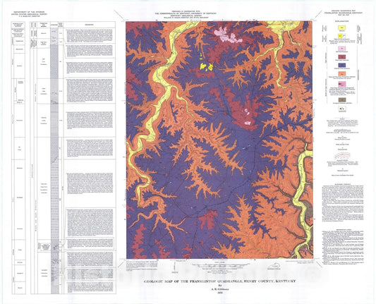 Map : Geologic map of the Franklinton quadrangle, Henry County, Kentucky, 1976 Cartography Wall Art :