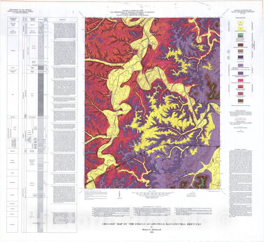 Map : Geologic map of the Colfax quadrangle, east-central Kentucky, 1976 Cartography Wall Art :