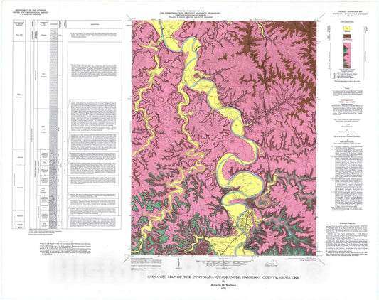 Map : Geologic map of the Cynthiana quadrangle, Harrison County, Kentucky, 1976 Cartography Wall Art :