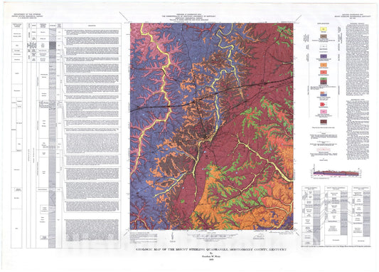 Map : Geologic map of the Mount Sterling quadrangle, Montgomery County, Kentucky, 1976 Cartography Wall Art :