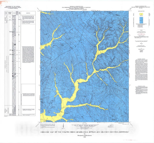 Map : Geologic map of the Welchs Creek quadrangle, Butler and Grayson Counties, Kentucky, 1976 Cartography Wall Art :