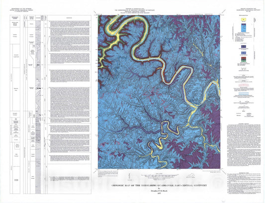 Map : Geologic map of the Heidelberg quadrangle, east-central Kentucky, 1977 Cartography Wall Art :