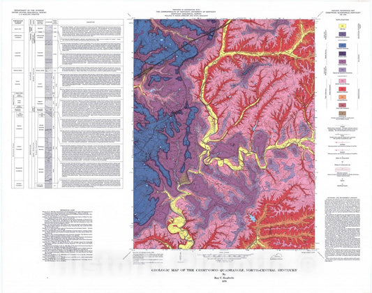 Map : Geologic map of the Crestwood quadrangle, north-central Kentucky, 1976 Cartography Wall Art :