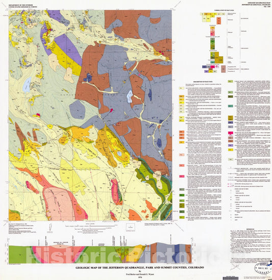 Map : Geologic map of the Jefferson quadrangle, Park and Summit Counties, Colorado, 1976 Cartography Wall Art :