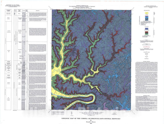 Map : Geologic map of the Cobhill quadrangle, east-central Kentucky, 1976 Cartography Wall Art :