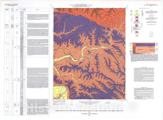 Map : Geologic map of the New Liberty quadrangle, Owen and Henry Counties, Kentucky, 1976 Cartography Wall Art :