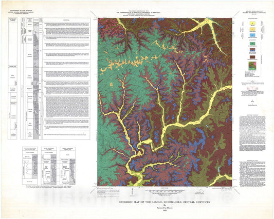 Map : Geologic map of the Saloma quadrangle, central Kentucky, 1976 Cartography Wall Art :